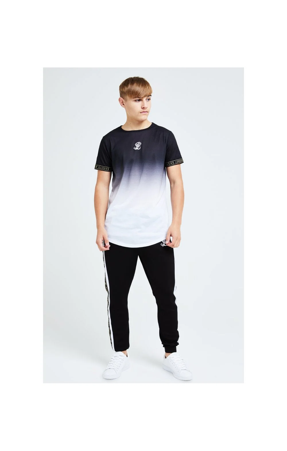 Illusive London Diverge Fade Tech Tee - Black Gold & White - Image 3