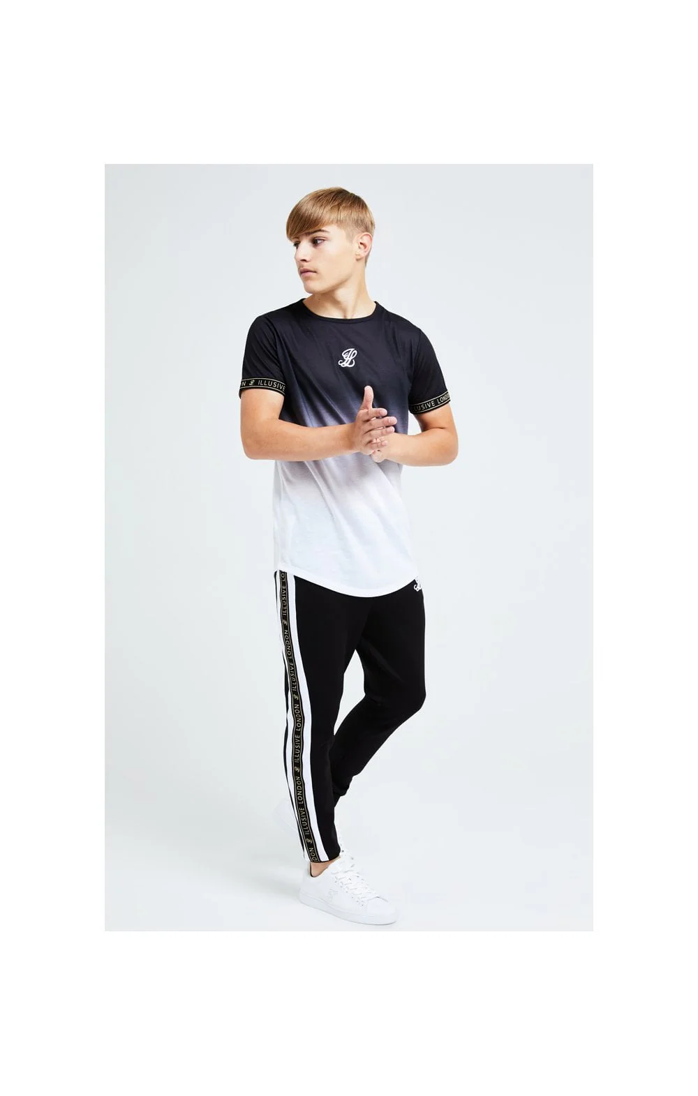 Illusive London Diverge Fade Tech Tee - Black Gold & White - Image 4