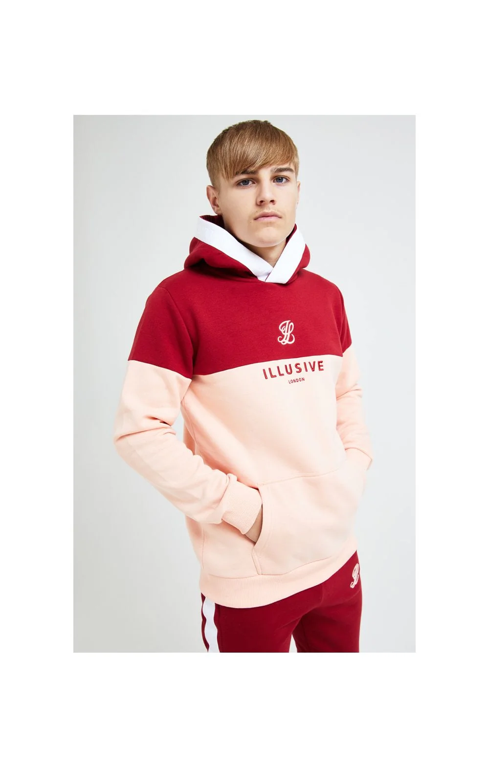 Illusive London Divergence Overhead Hoodie - Red & Pink