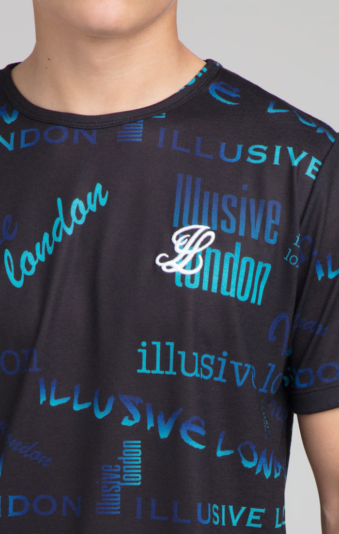 Boys Illusive Black Logo Printed T-Shirt - Image 2