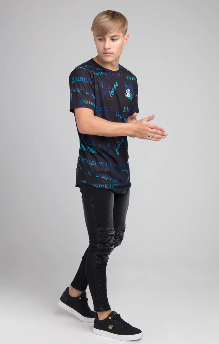 Boys Illusive Black Logo Printed T-Shirt - Image 4
