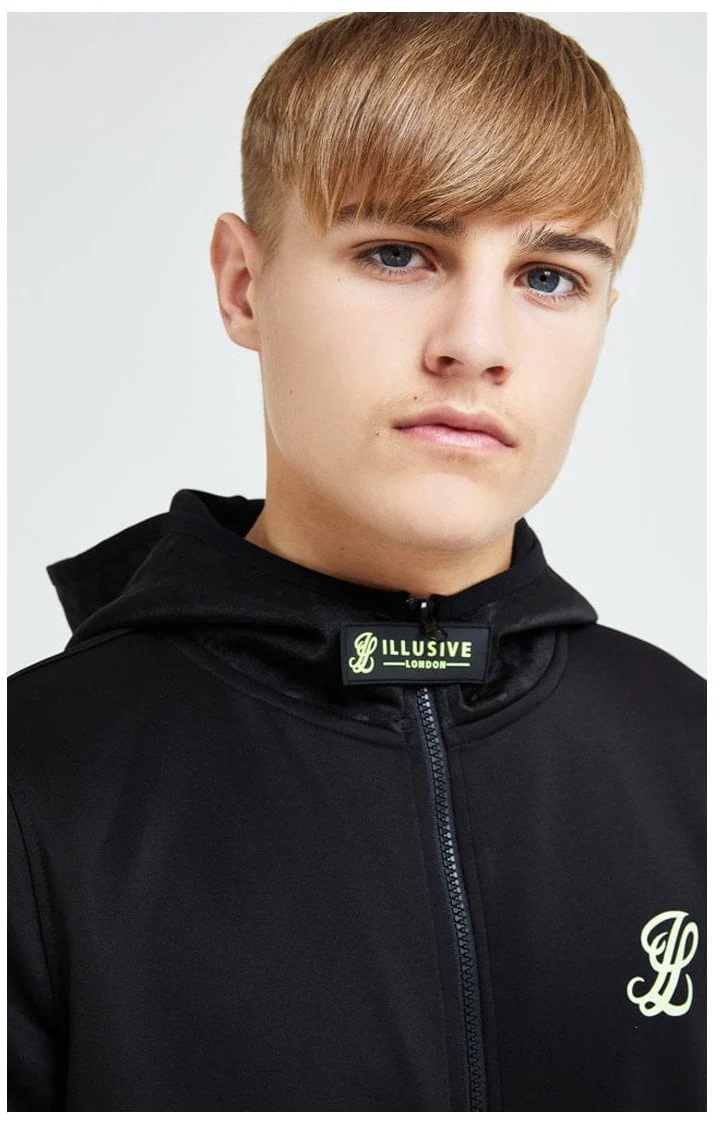 Illusive London Element Agility Zip Through Hoodie - Black & Green - Image 2