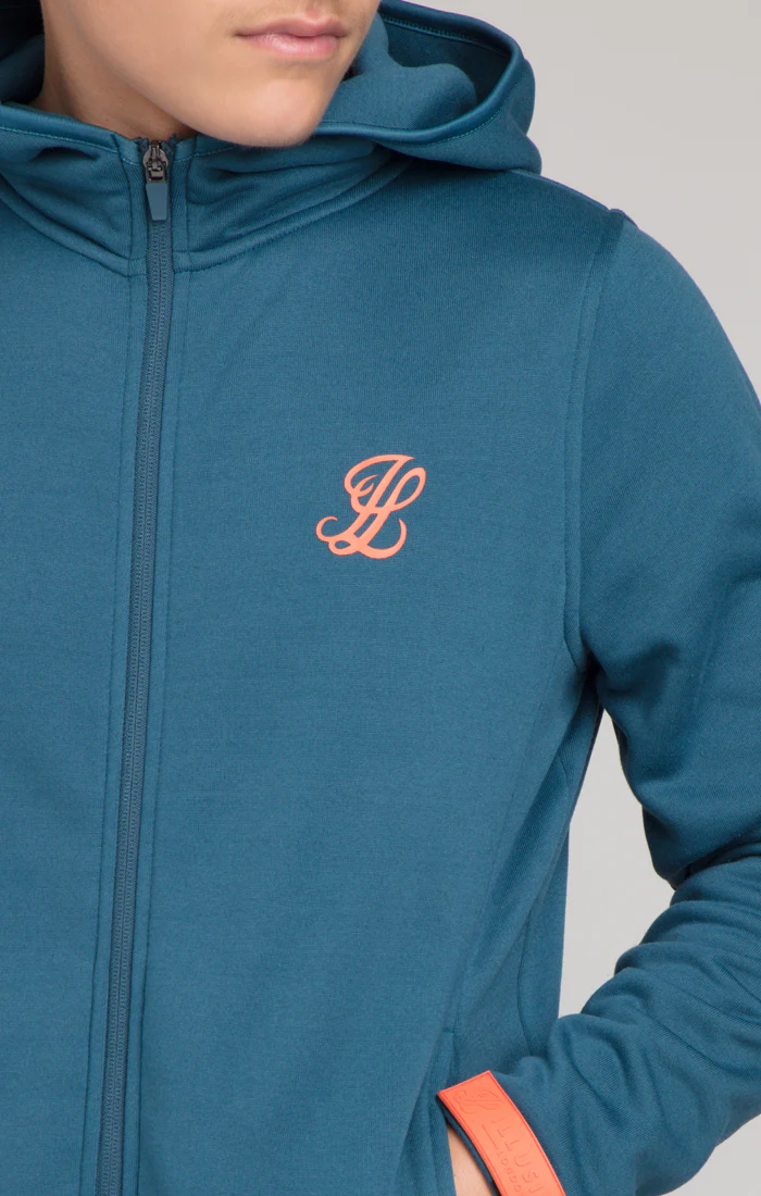 Boys Illusive Blue Zip Thru Hoodie - Image 2