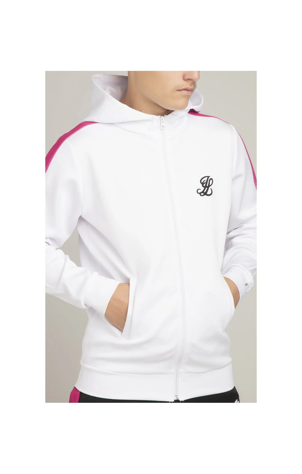 Illusive London Fade Panel Zip Through - White & Pink - Image 2