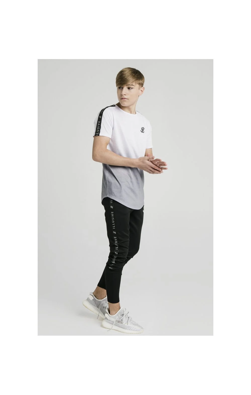 Illusive London Fade Tape Tee - White & Grey - Image 5