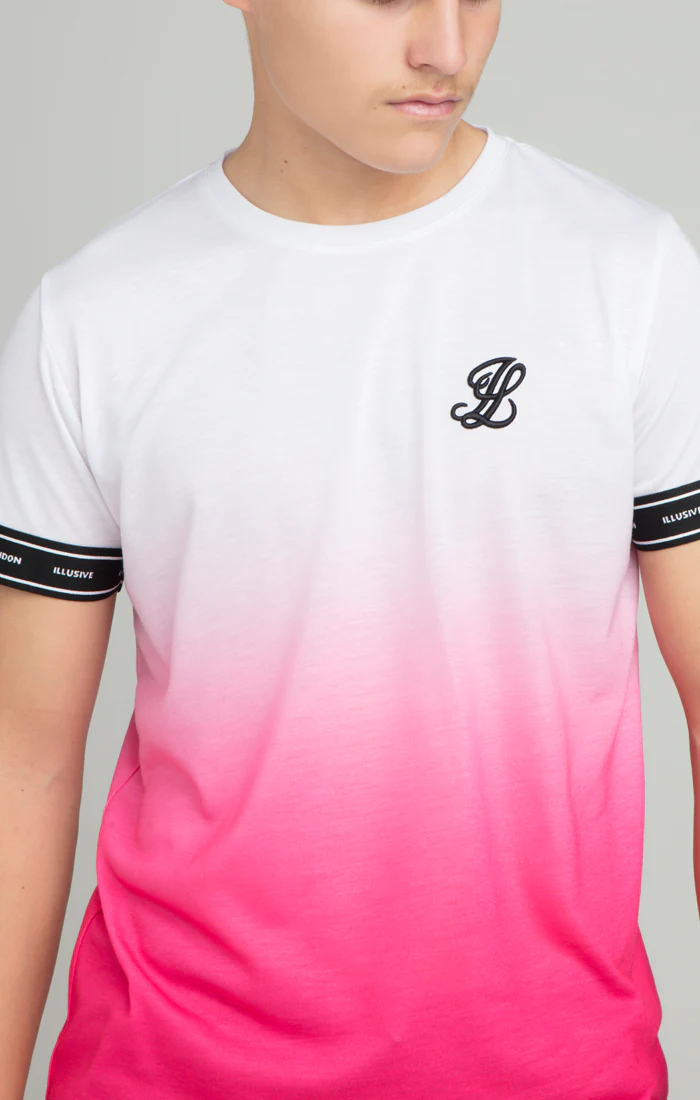 Illusive London Fade Tech Tee - White & Pink - Image 5