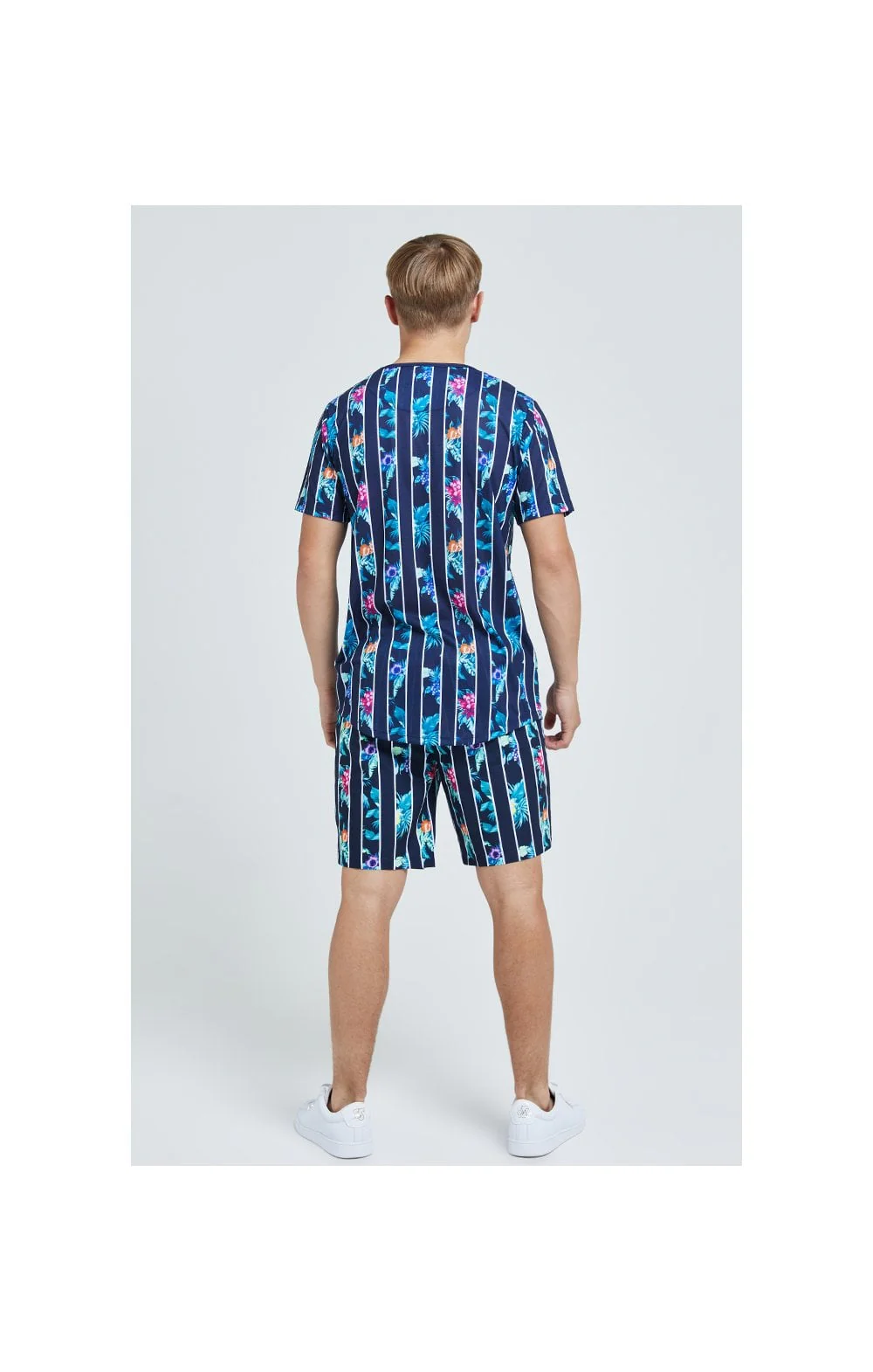 Illusive London Floral Stripe Tee – Navy & Floral - Image 7