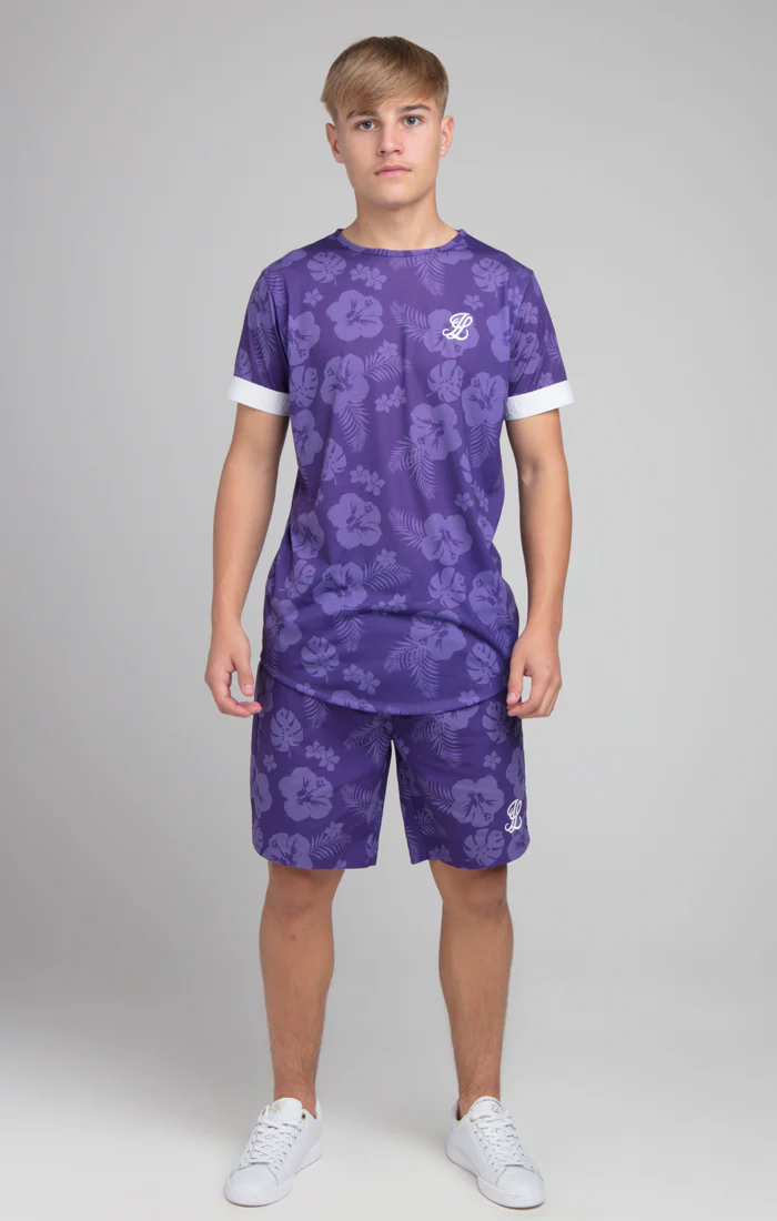 Boys Illusive Purple Floral T-Shirt - Image 3