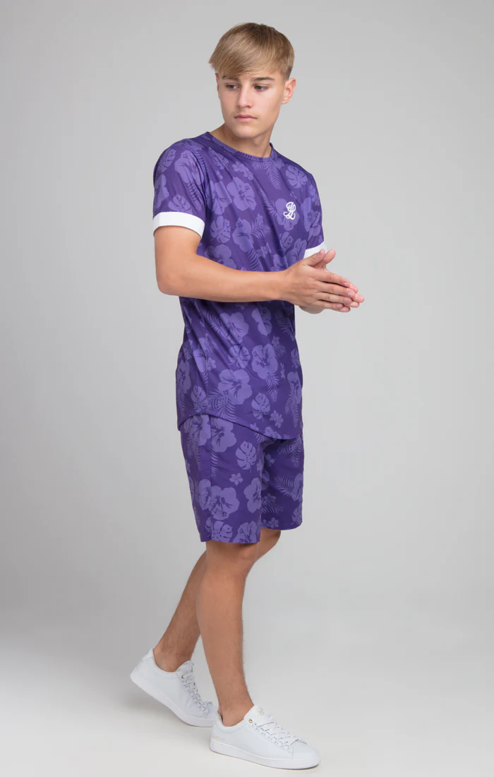 Boys Illusive Purple Floral T-Shirt - Image 4