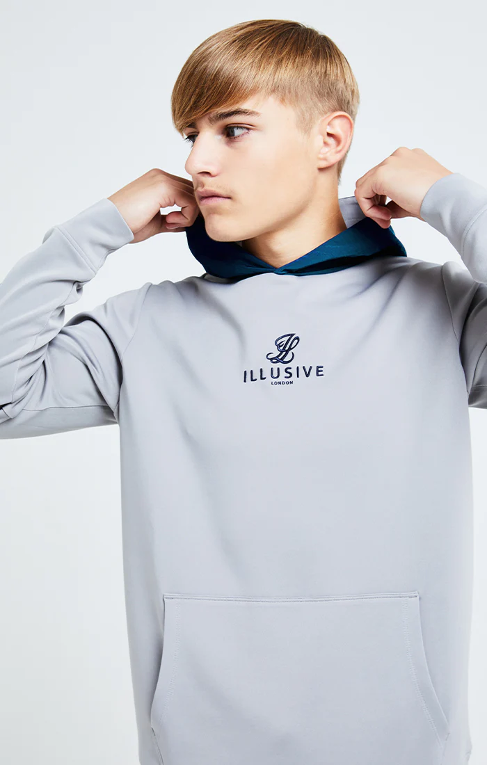 Illusive London Hybrid Overhead Hoodie - Grey & Blue