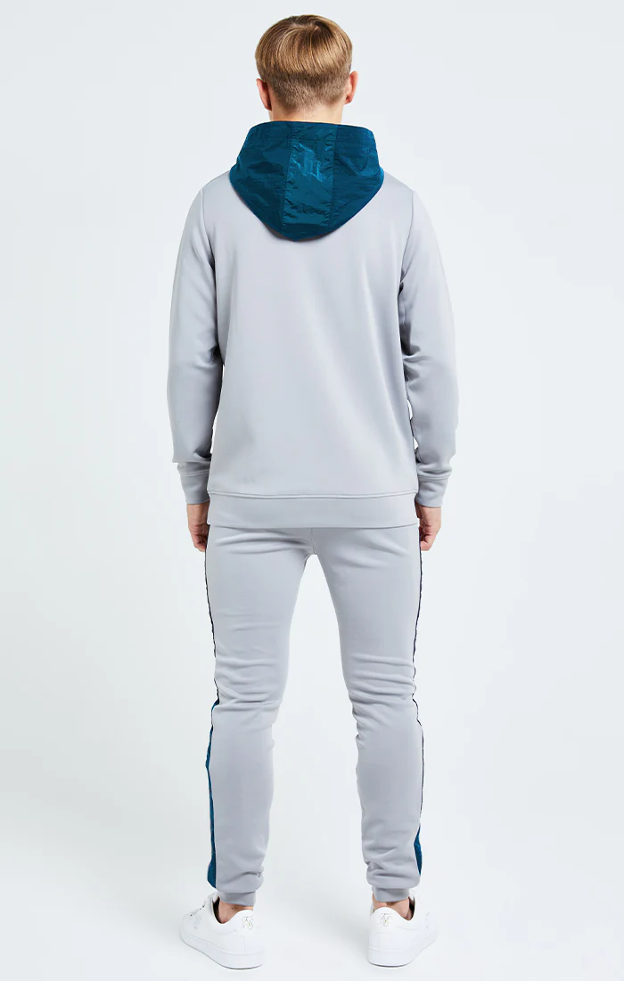 Illusive London Hybrid Overhead Hoodie - Grey & Blue - Image 6