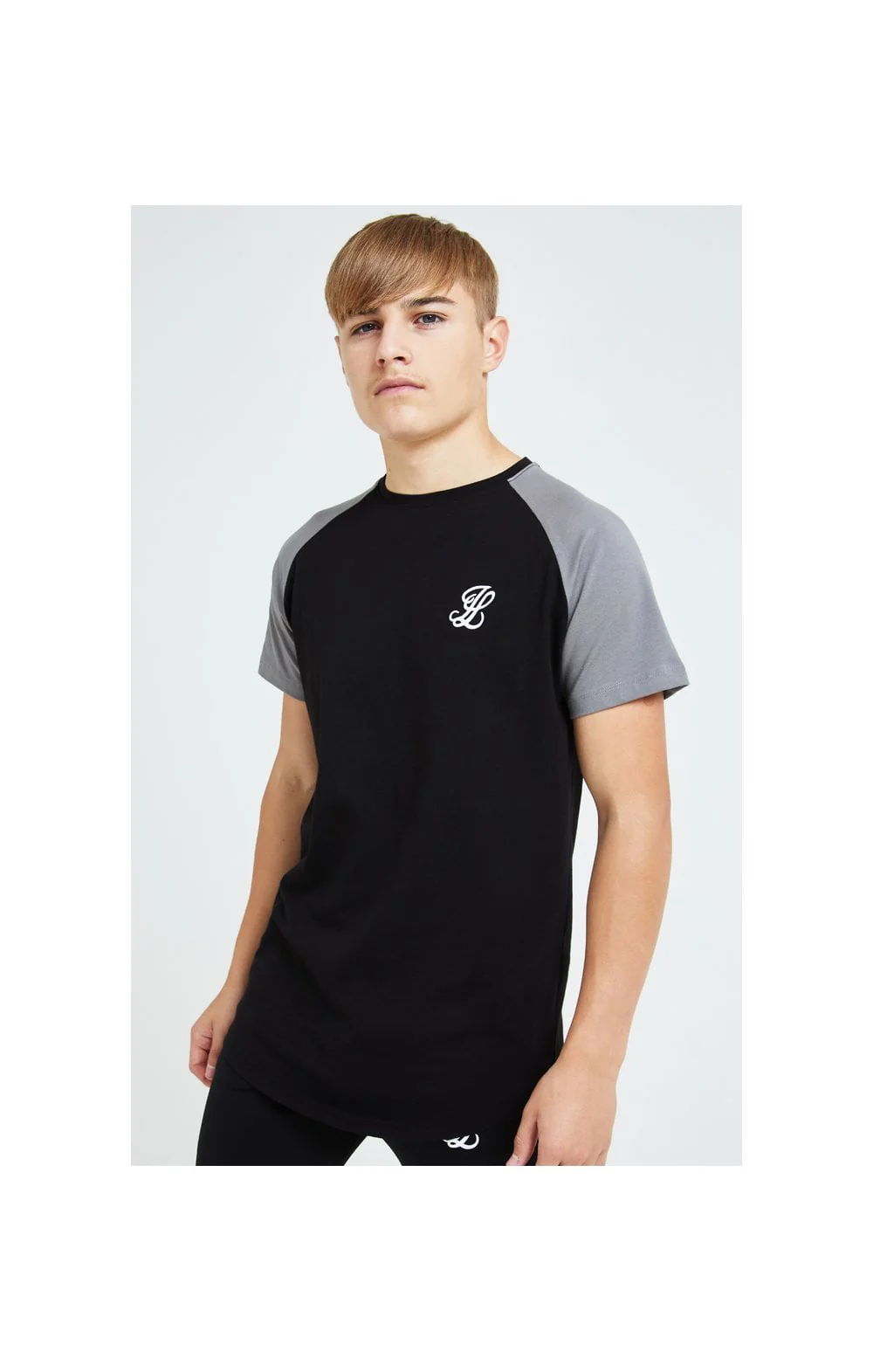 Illusive London Hybrid Raglan Tee - Black & Grey - Image 2