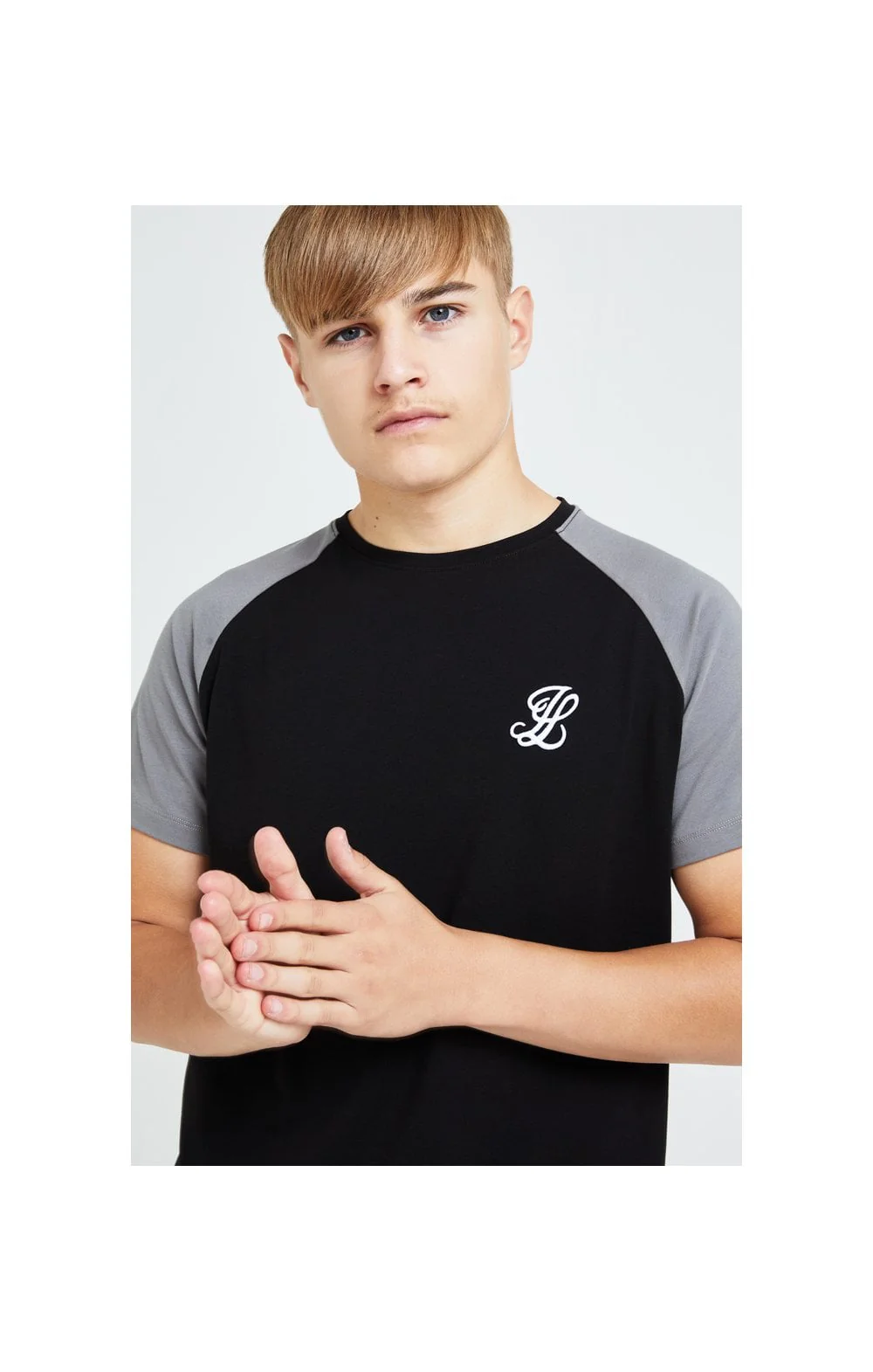 Illusive London Hybrid Raglan Tee - Black & Grey - Image 3