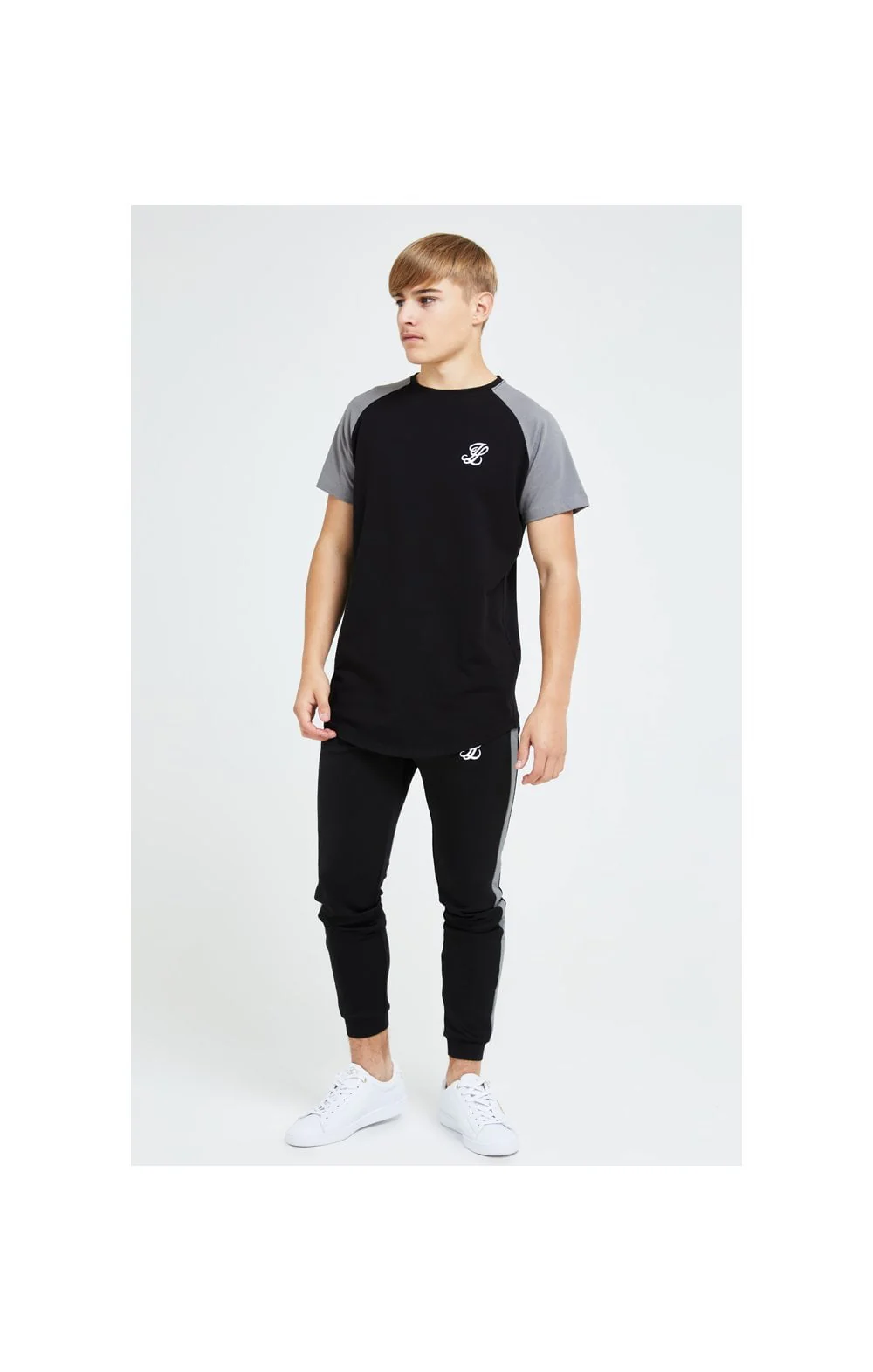 Illusive London Hybrid Raglan Tee - Black & Grey - Image 6