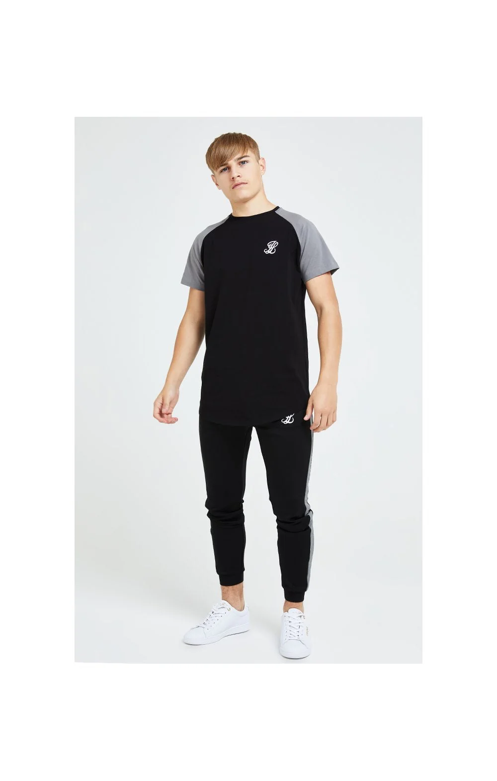 Illusive London Hybrid Raglan Tee - Black & Grey - Image 7
