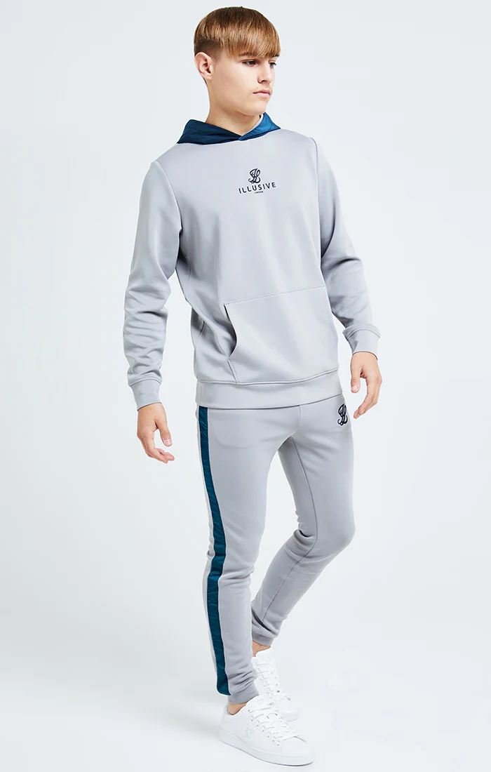 Illusive London Hybrid Raglan Tee - Grey & Blue - Image 3