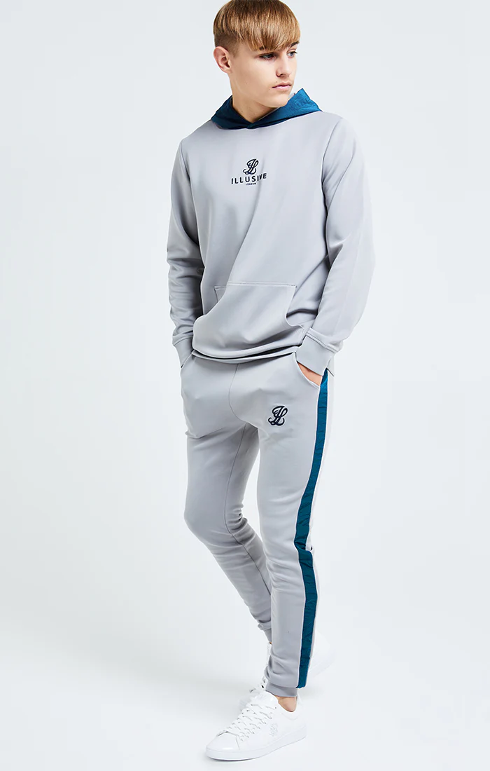 Illusive London Hybrid Raglan Tee - Grey & Blue - Image 4