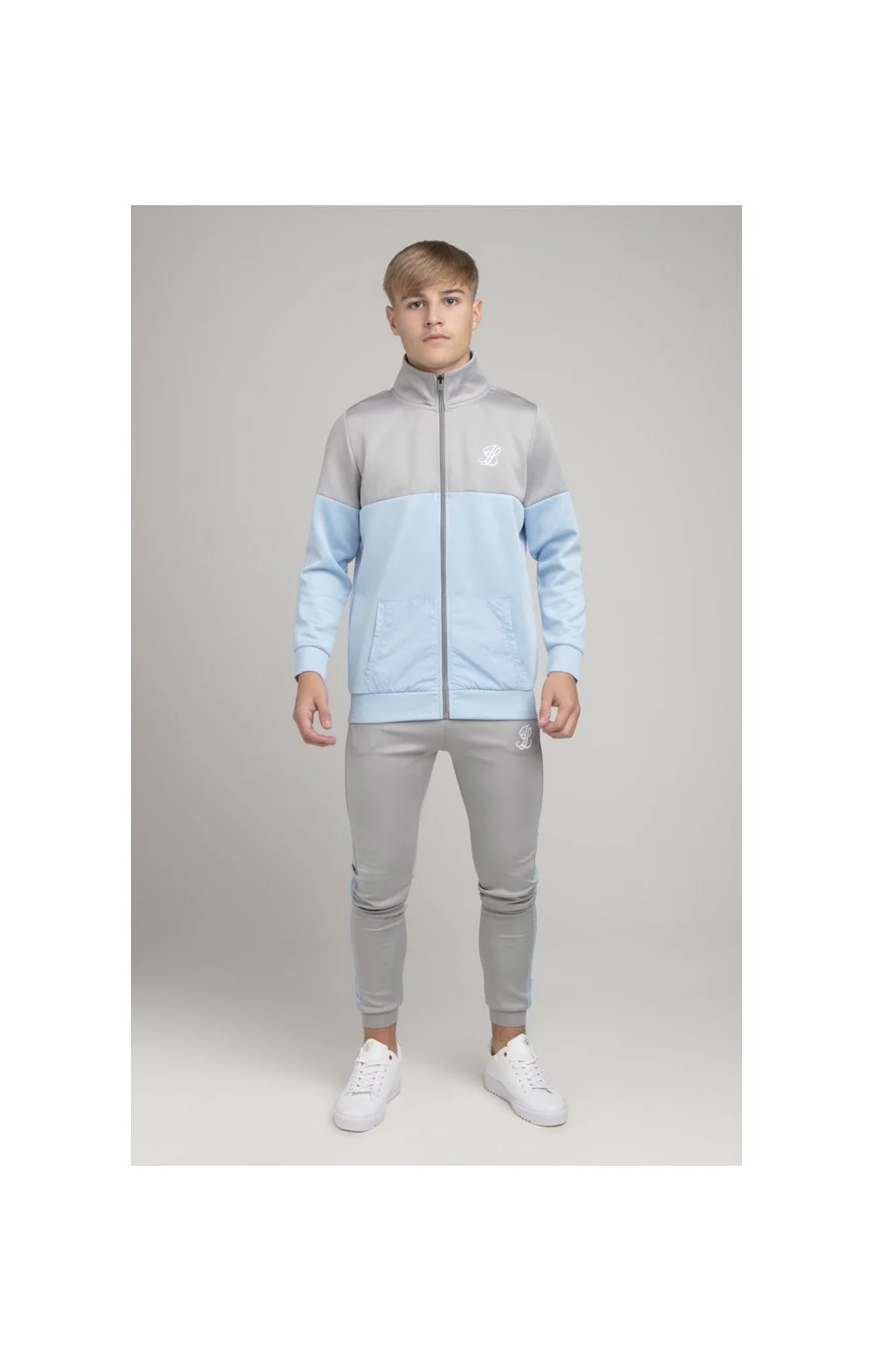 Boys Illusive Grey Cut And Sew Zip Thru Funnel Neck - Image 3