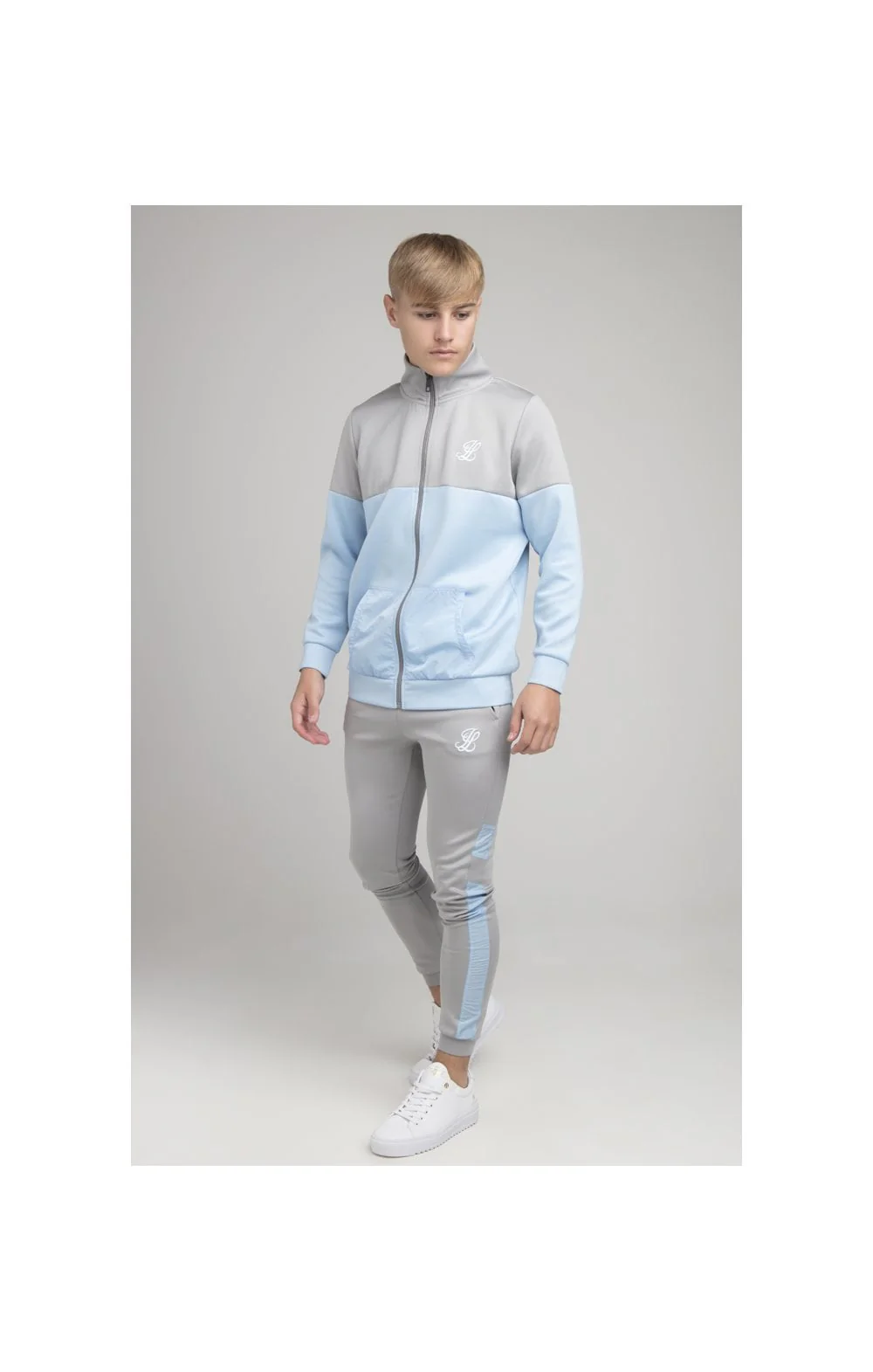 Boys Illusive Grey Cut And Sew Zip Thru Funnel Neck - Image 4