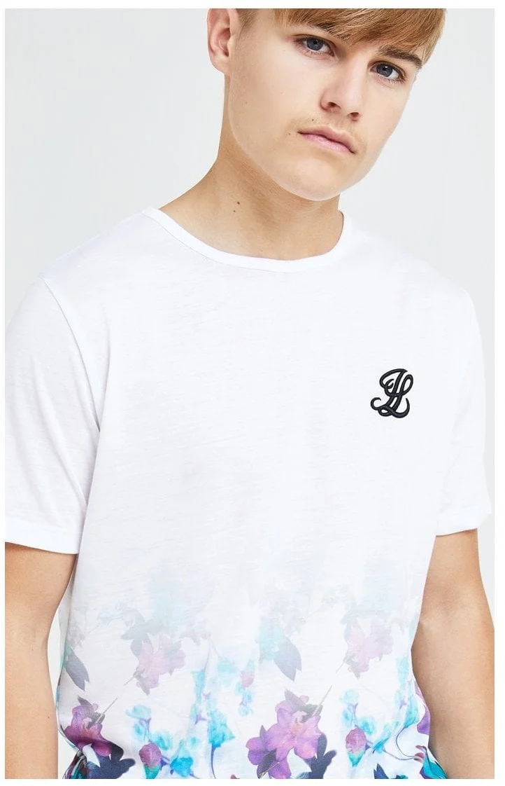 Illusive London Neon Floral Fade Tee - White & Neon Floral - Image 2