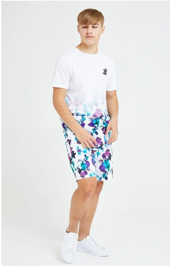 Illusive London Neon Floral Fade Tee - White & Neon Floral - Image 3