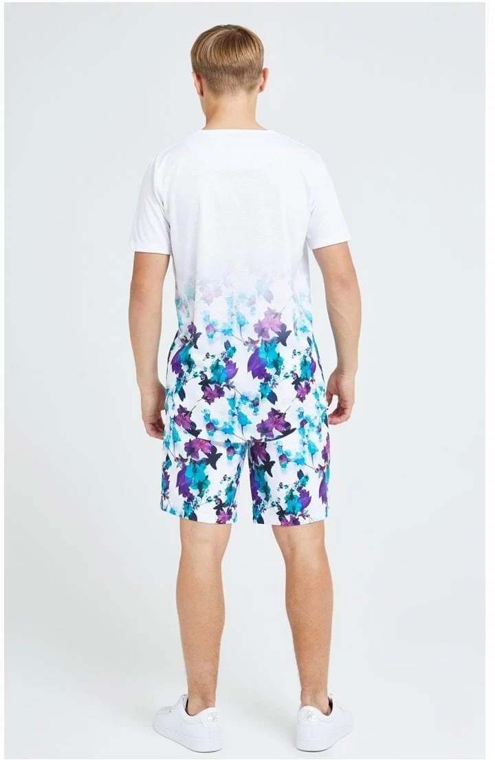 Illusive London Neon Floral Fade Tee - White & Neon Floral - Image 4