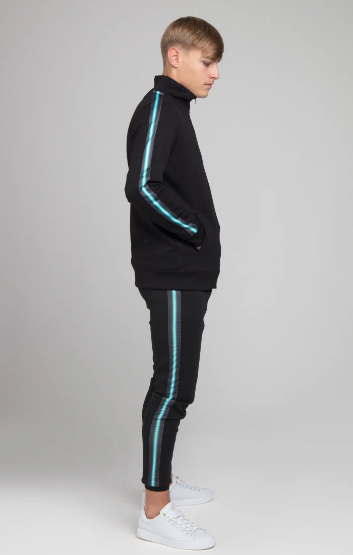 Boys Illusive Black Taped Zip Thru Funnel Neck - Image 2
