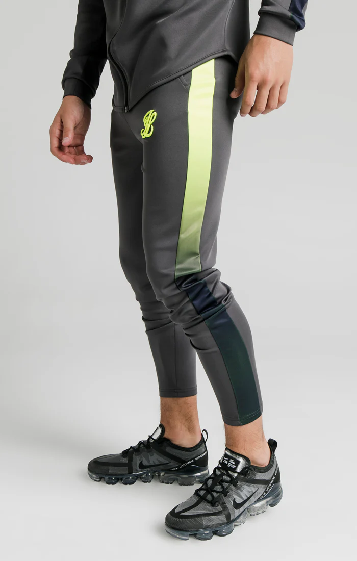Illusive London Neon Panel Athlete Pants - Grey & Neon Yellow - Image 2