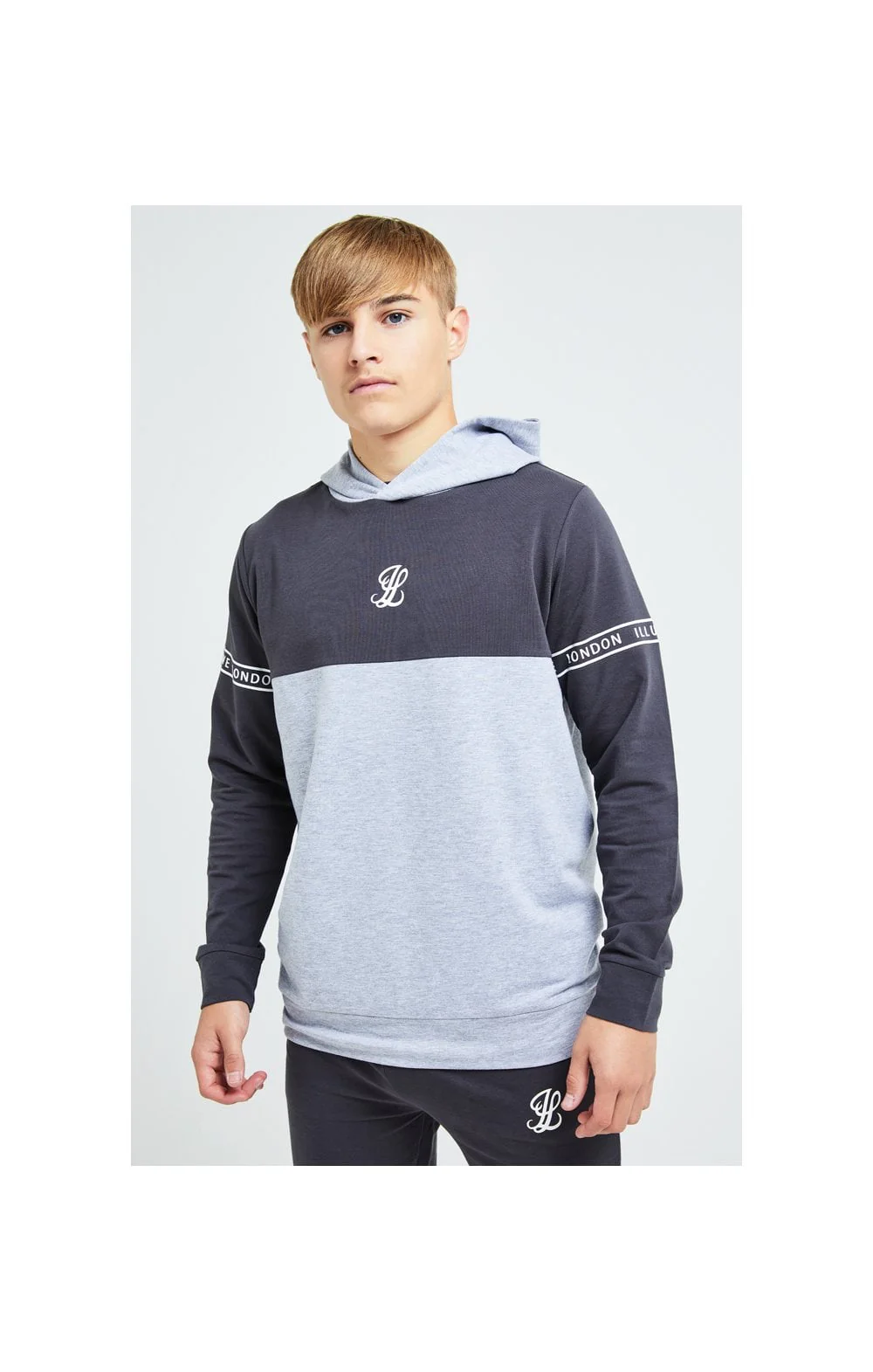 Illusive London Overhead Hoodie - Dark Grey & Light Grey Marl - Image 2