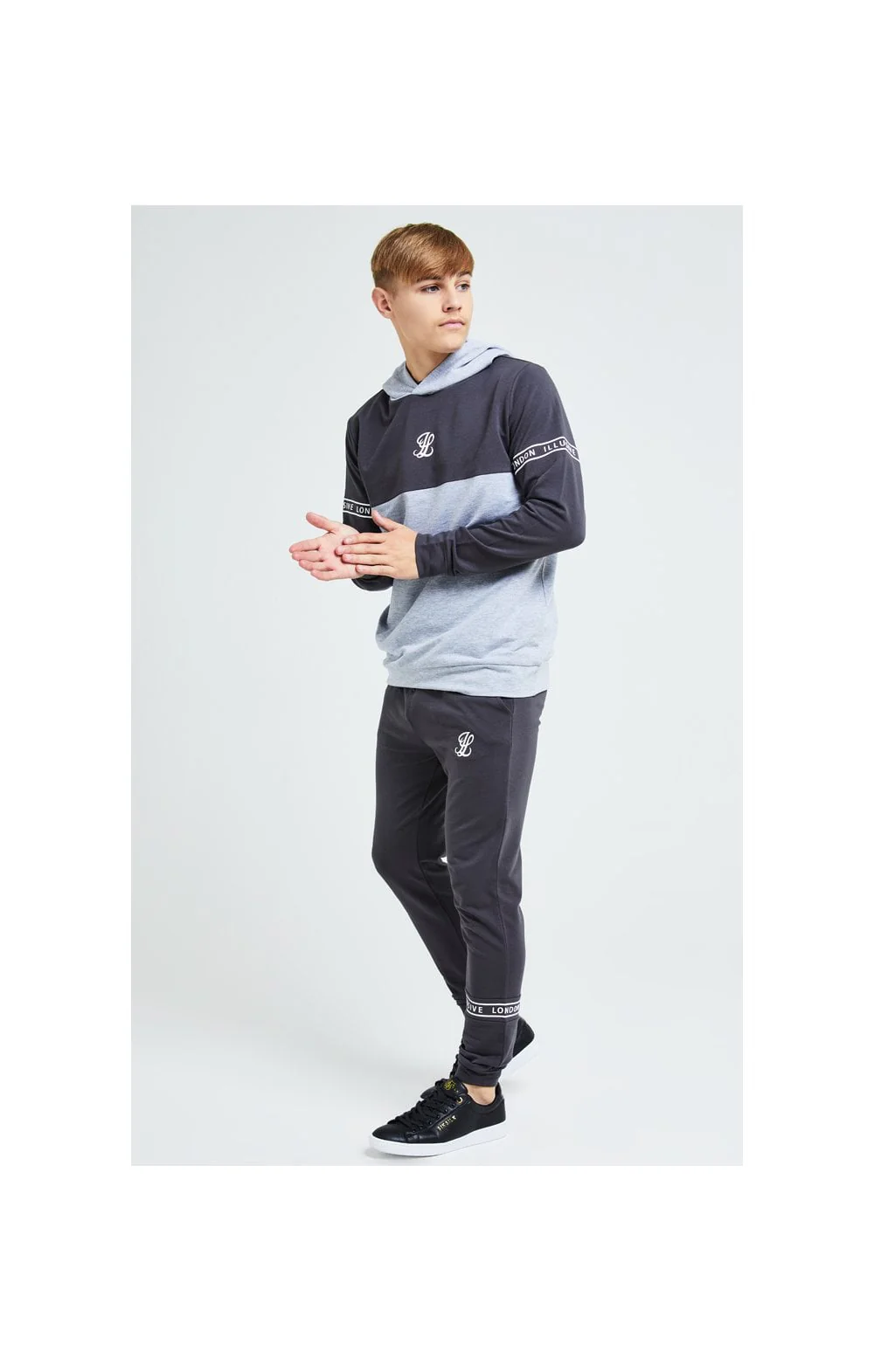 Illusive London Overhead Hoodie - Dark Grey & Light Grey Marl - Image 3