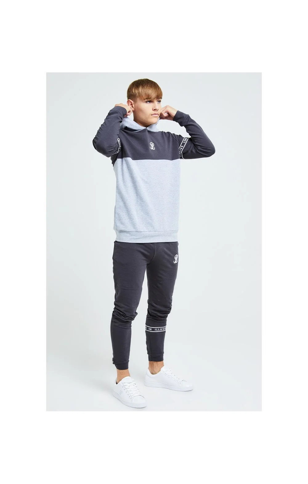 Illusive London Overhead Hoodie - Dark Grey & Light Grey Marl - Image 4