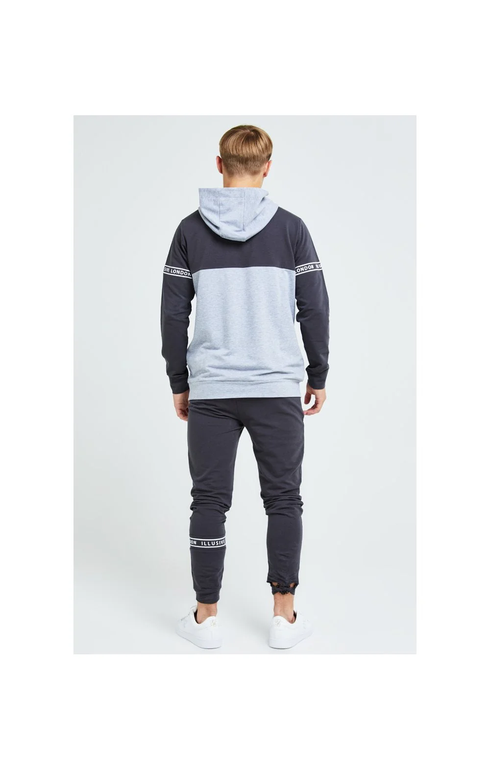 Illusive London Overhead Hoodie - Dark Grey & Light Grey Marl - Image 6