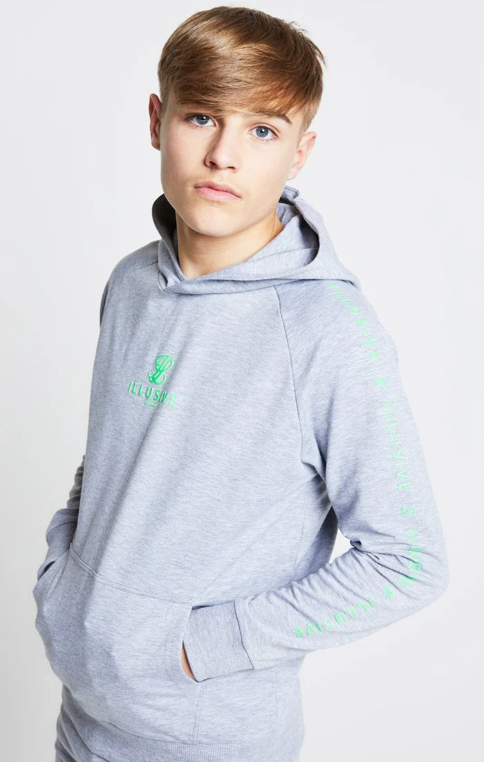 Illusive London Overhead Hoodie - Grey & Neon Green