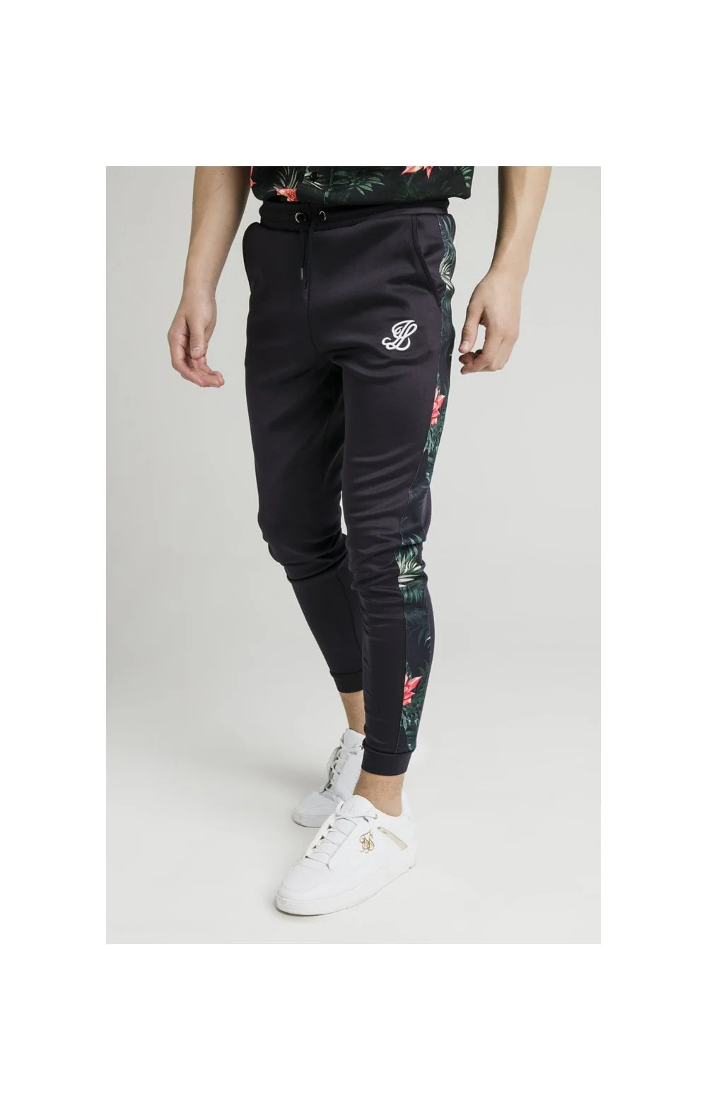 Illusive London Panel Joggers - Navy & Floral - Image 2