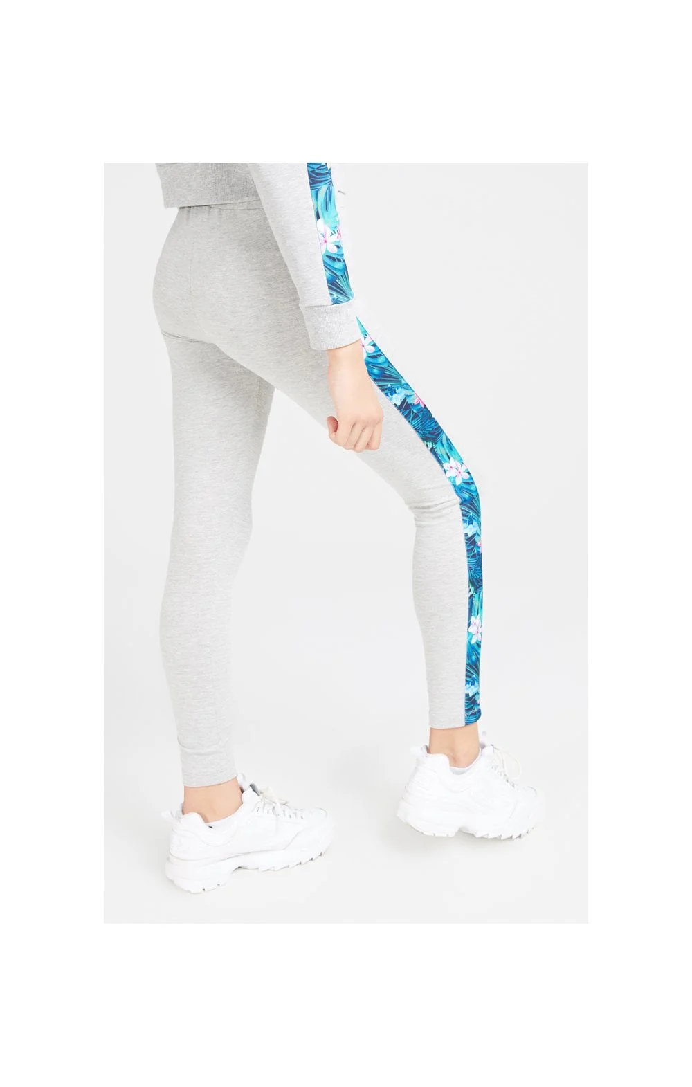 Illusive London Panelled Leggings - Grey Marl & Tropical - Image 3