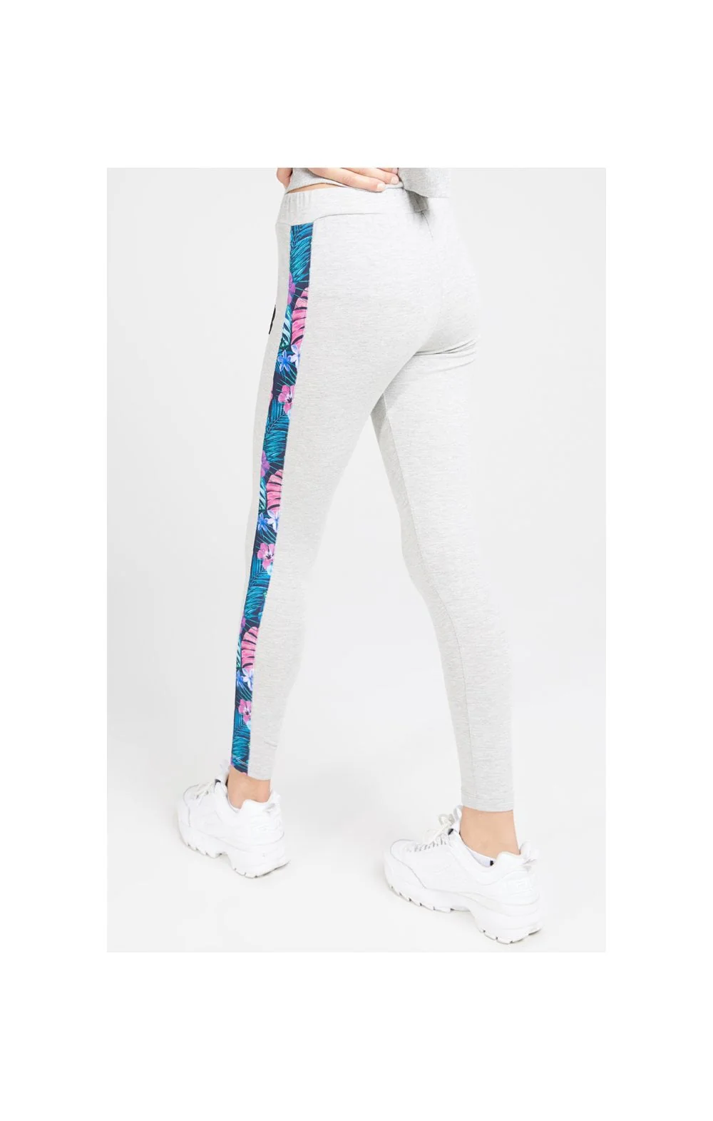 Illusive London Panelled Leggings - Grey Marl & Tropical - Image 6
