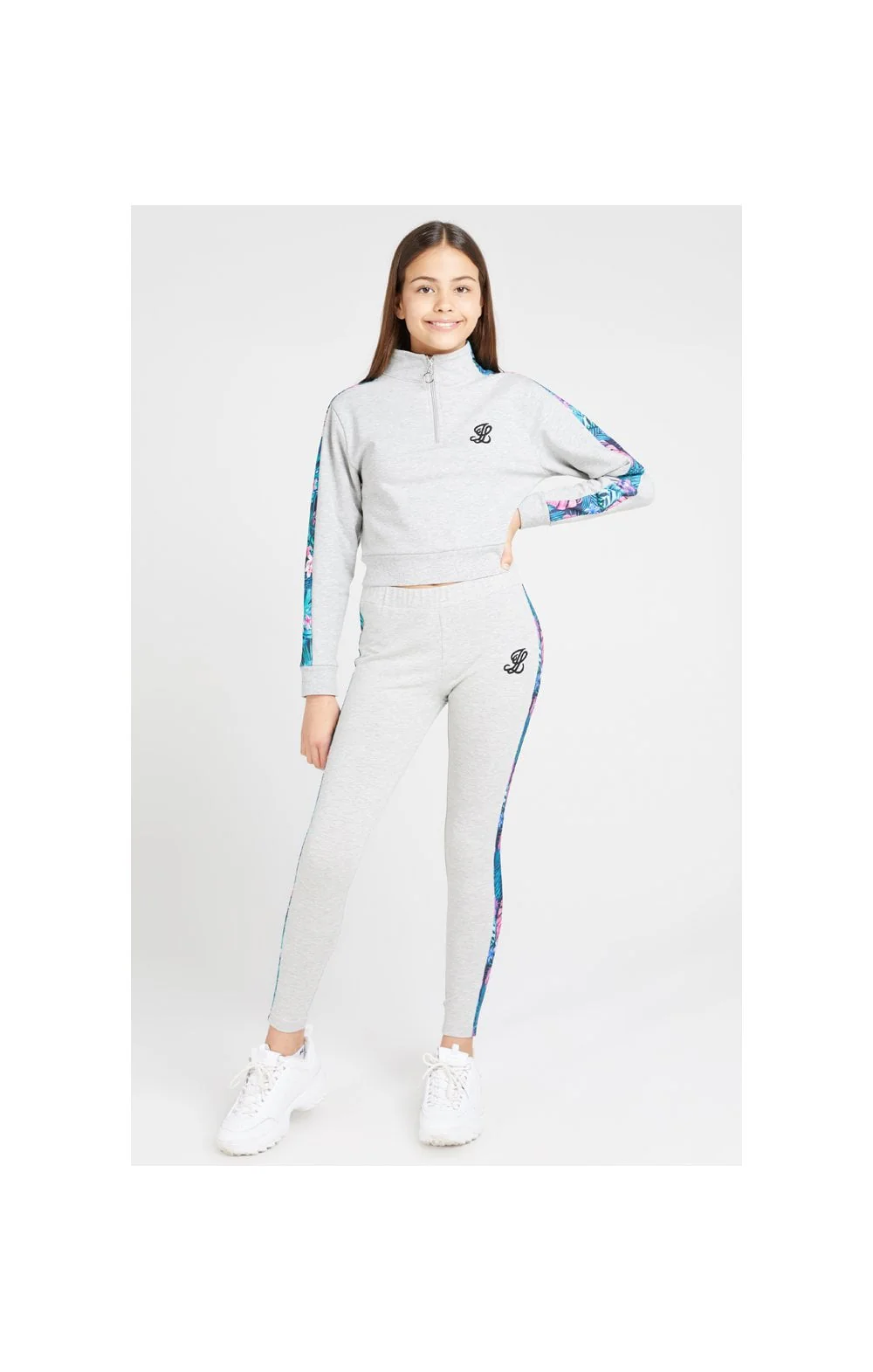 Illusive London Panelled Leggings - Grey Marl & Tropical - Image 8
