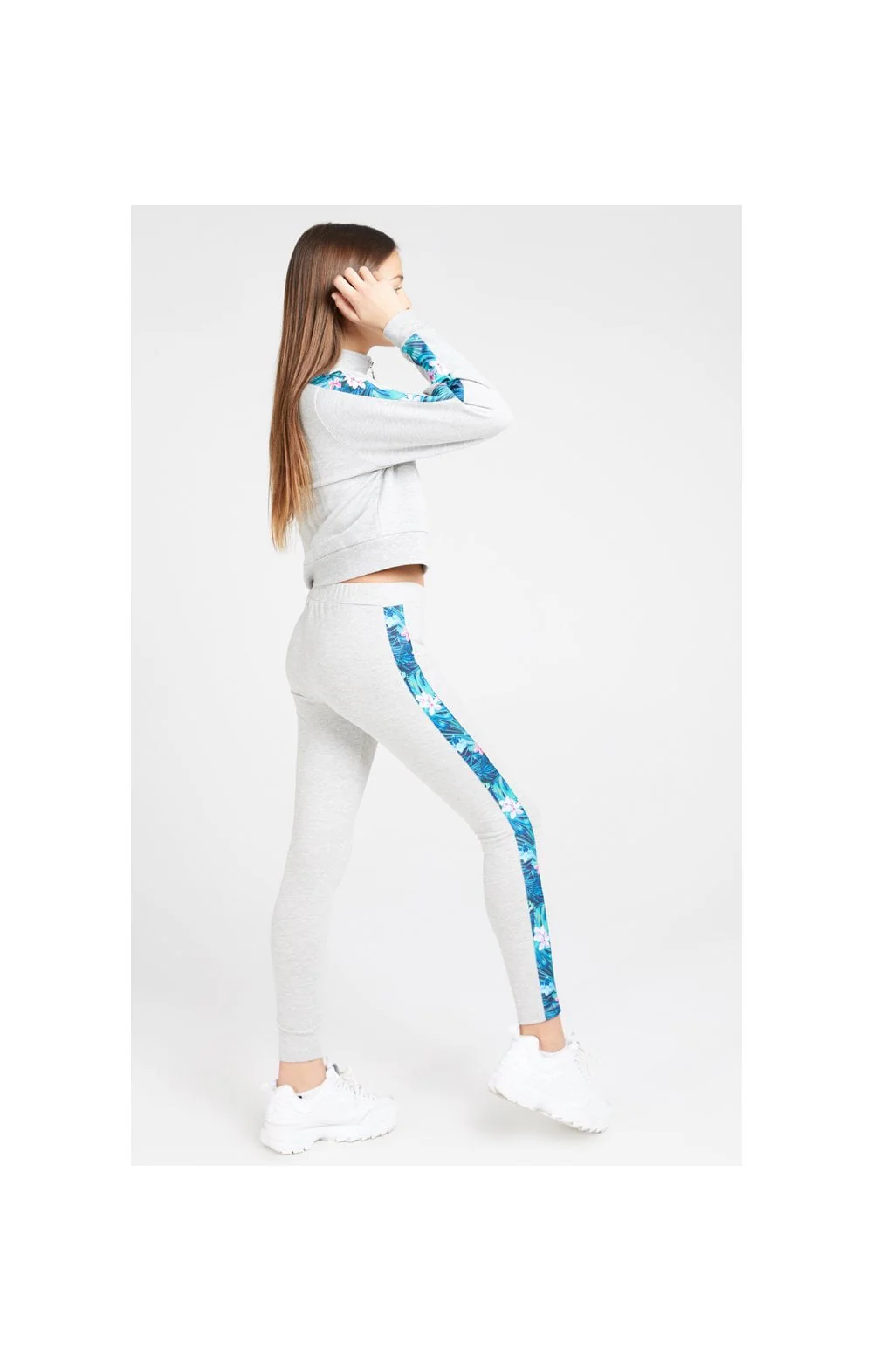 Illusive London Panelled Leggings - Grey Marl & Tropical - Image 9