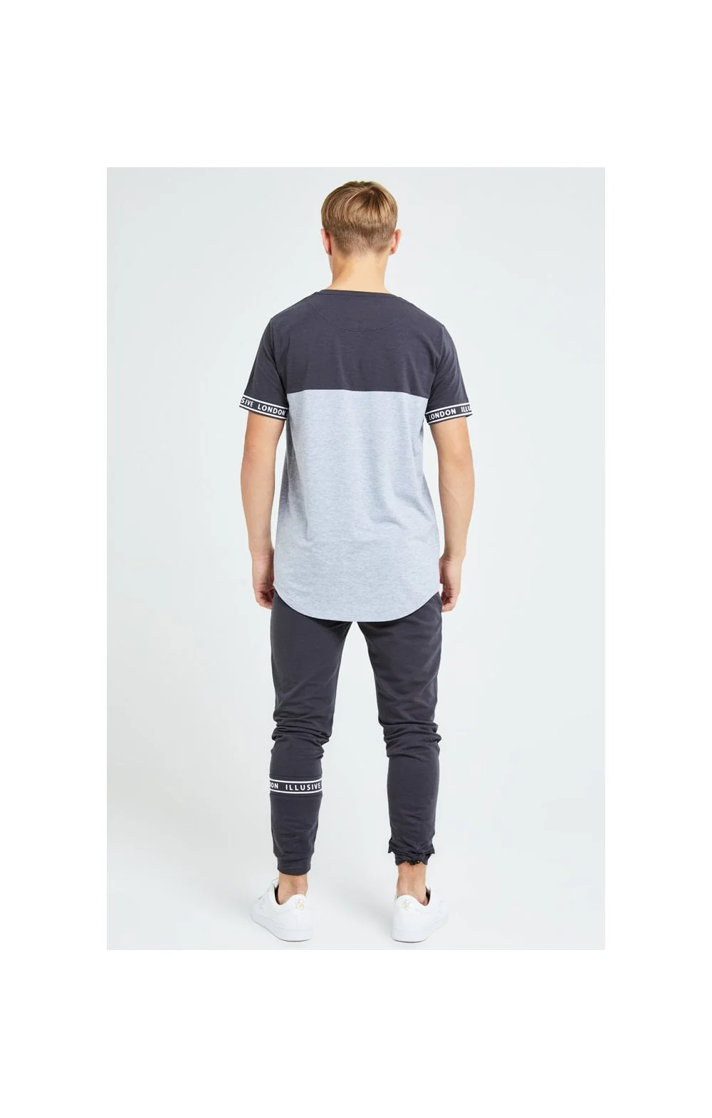 Illusive London Revere Cut And Sew Tee - Dark Grey & Light Grey Marl - Image 4