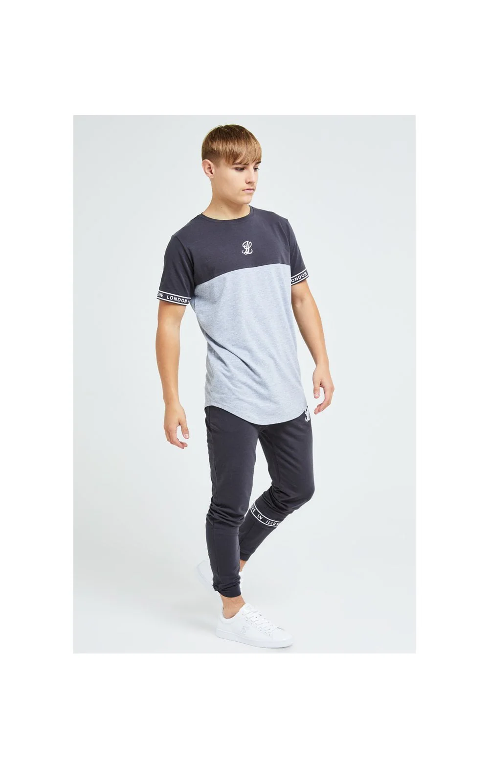 Illusive London Revere Cut And Sew Tee - Dark Grey & Light Grey Marl - Image 6