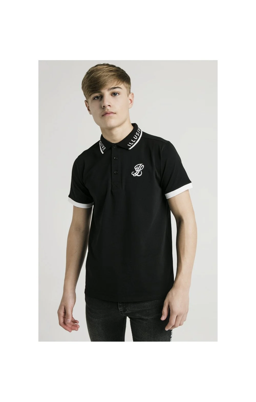 Illusive London S/S Polo Tee - Black & White - Image 2