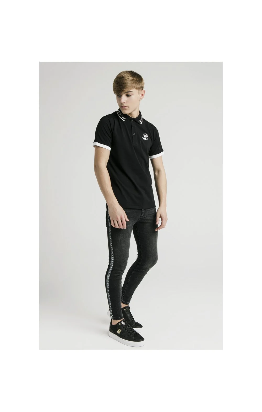 Illusive London S/S Polo Tee - Black & White - Image 3