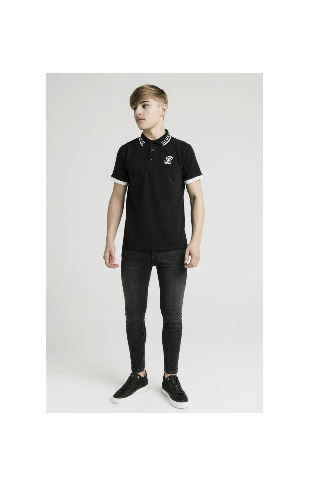 Illusive London S/S Polo Tee - Black & White - Image 4
