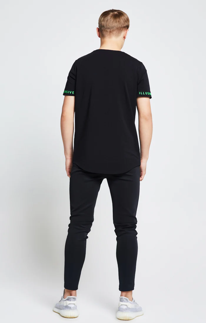 Illusive London S/S Taped Tee – Black & Neon Green - Image 3