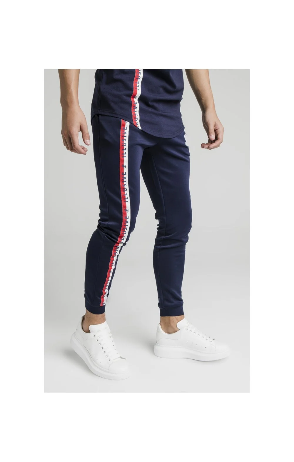Illusive London Side Tape Joggers - Navy - Image 3