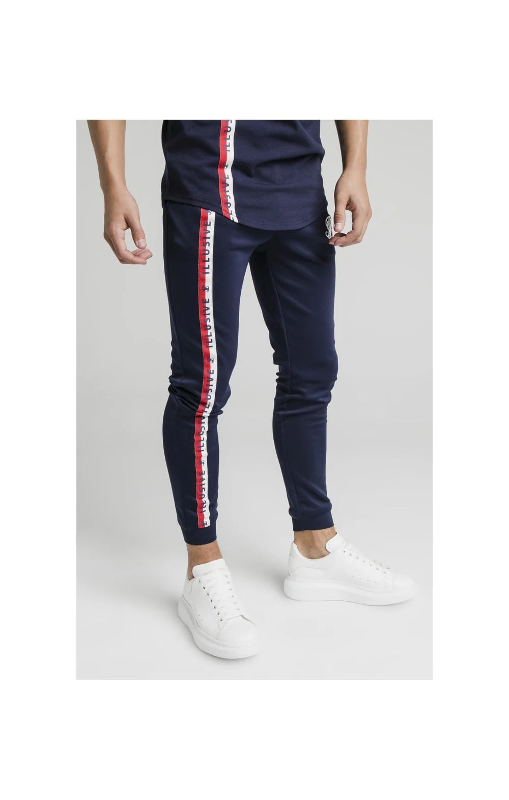 Illusive London Side Tape Joggers - Navy - Image 4