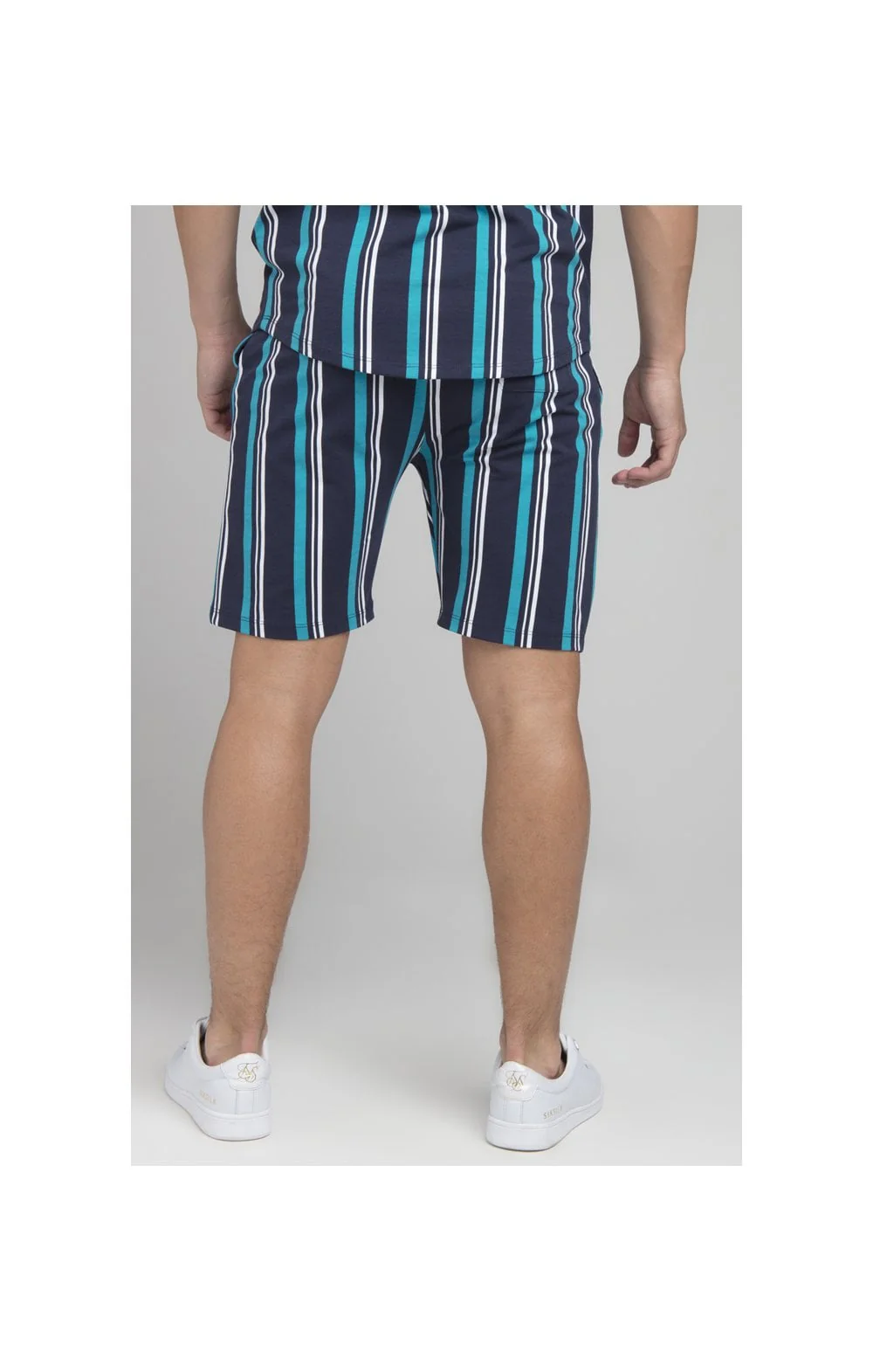 Illusive London Stripe Shorts - Navy & Teal - Image 3