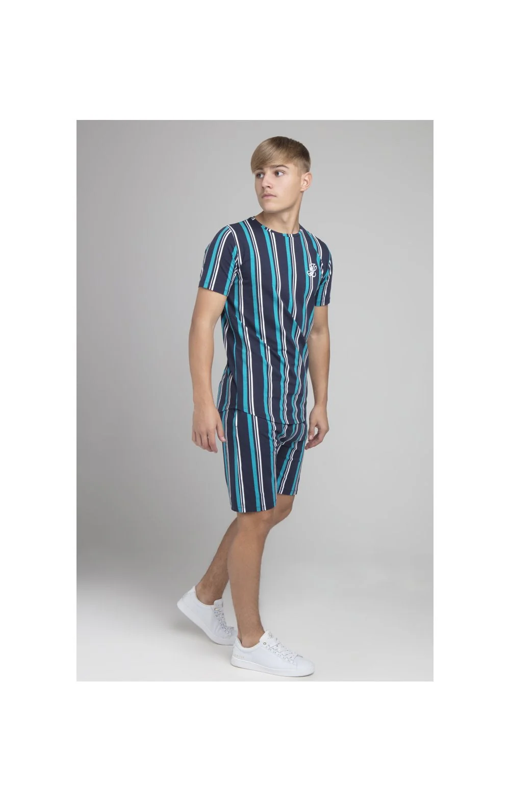 Illusive London Stripe Shorts - Navy & Teal - Image 5