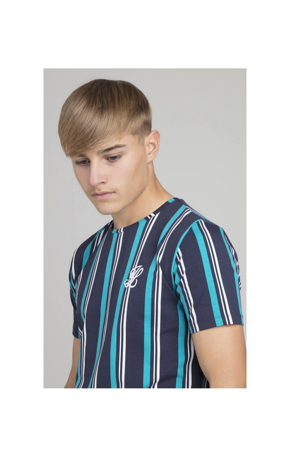 Illusive London Stripe Tee - Navy & Teal - Image 2