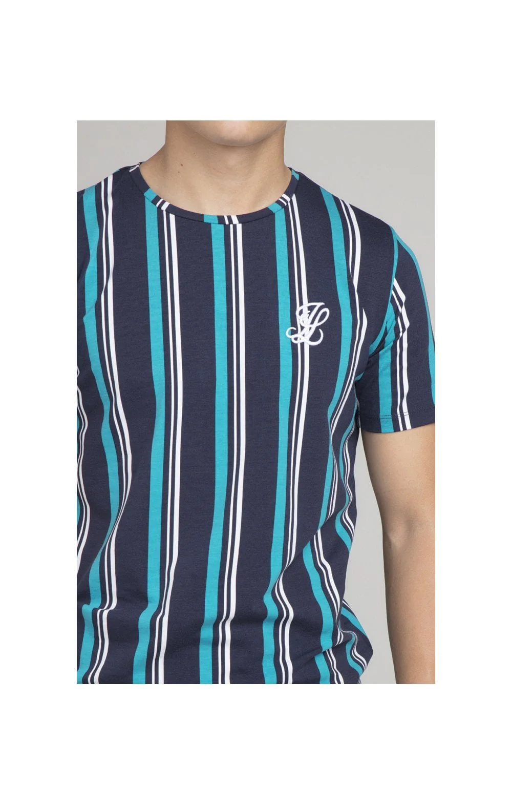 Illusive London Stripe Tee - Navy & Teal - Image 3